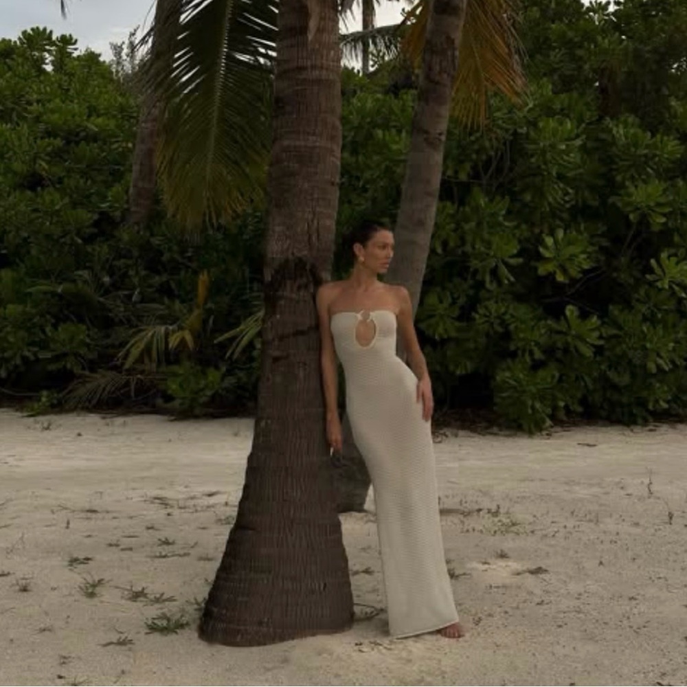 MONDAY SWIMWEAR Montego Bandeau Dress - Ivory Lurex Lace Crochet Petite / XS - Picture 5 of 16